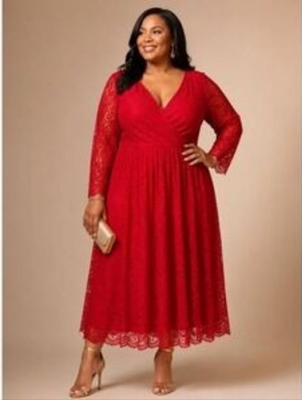 Lane Bryant | Dresses | Lane Bryant Red Lace Vneck Midi Dress